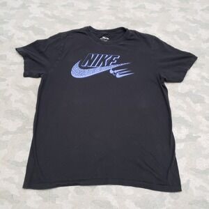 Nike Shirt Women's Large Black Short Sleeve Center Logo Spell Out Tee Fitness